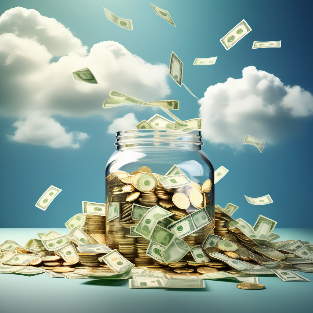 돈이 쏟아지는 모습