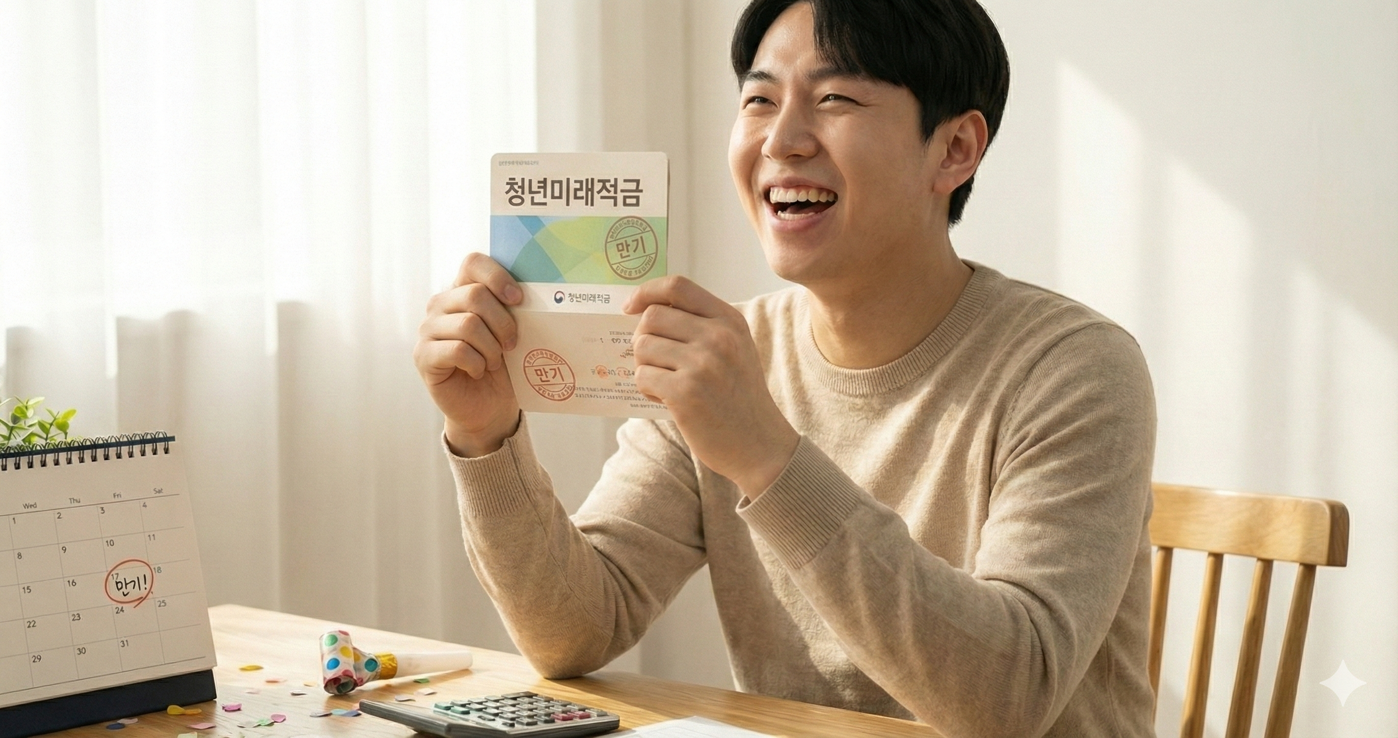 청년미래적금 최대 수령액을 받고 좋아하는 모습