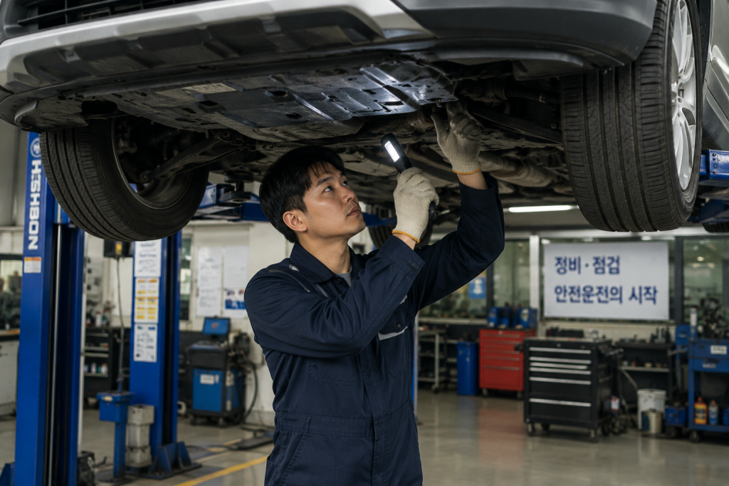 내 차 수리를 카센터에서 하는 모습