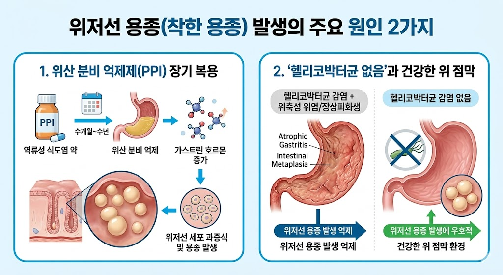 위저선 용종이 발생하는 2가지 원인