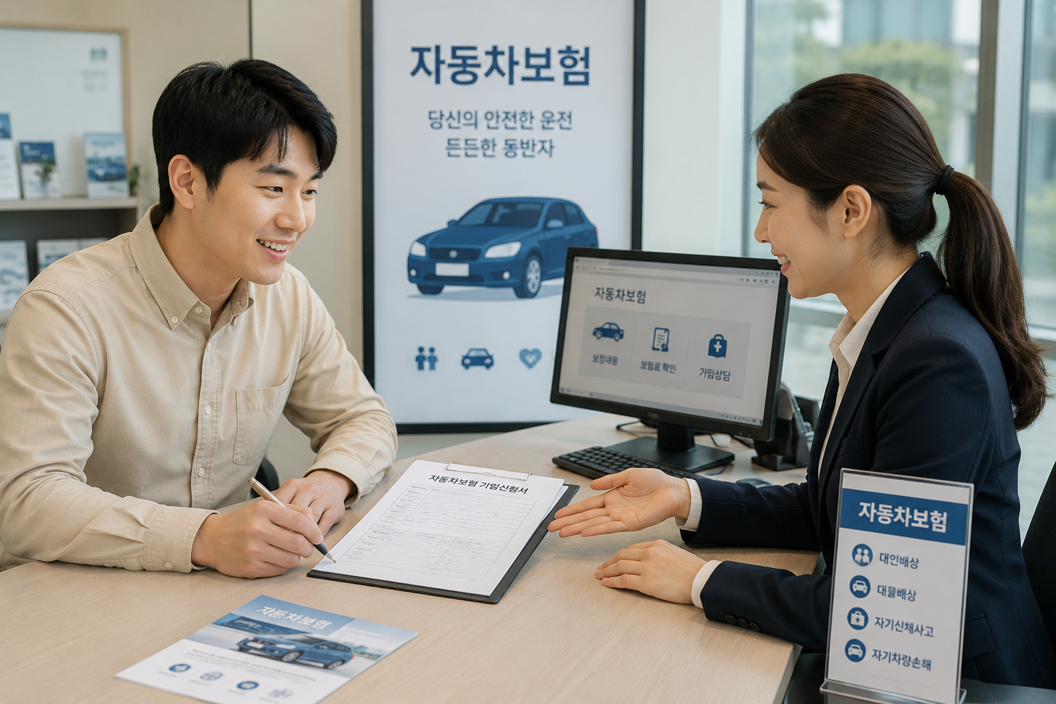 자동차보험 가입을 하는 모습