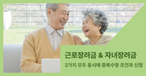 노부부가 노트북 앞에서 웃으며 대화하는 모습입니다. 근로장려금 자녀장려금 중복 수령으로 노후 자금 걱정이 없어 보입니다.